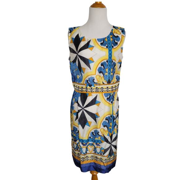 Philosophy di Alberta Ferretti Silk Printed Dress Mediterranean Italy Women 8 - Picture 1 of 14